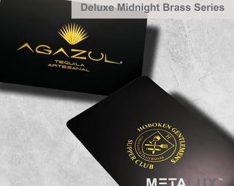 Deluxe Midnight Brass Metalux Cards | Engraved Business, VIP, Gift Cards