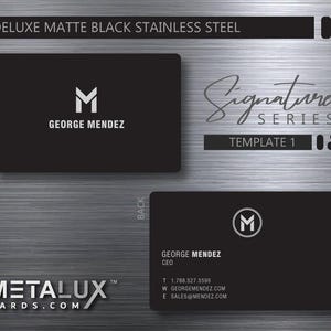 Cartes métalliques premium en acier inoxydable | Série Signature | Cartes de qualité supérieure | Gravure personnalisée