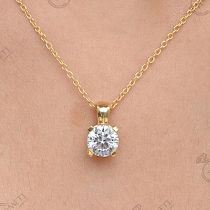 1.30 Ct Diamond Necklace, 14Kt Gold Diamond Solitaire Necklace, Dainty Diamond Necklace, Bridal Necklace, Bridesmaid Necklace, Valentine Day