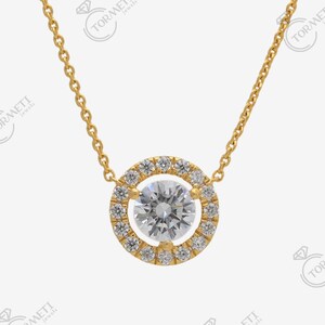 Round Lab Grown Diamond Pendant for Women, 0.03 CT  Round Diamond Wedding Pendant, Double Halo Lab Created Diamond, Birthday ,Valentine Day