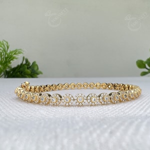 2.378 Ct Diamond Halo Tennisarmband, 10/14/18 kt gouden diamanten armband, gouden Moissanite diamanten armband, cadeau voor Valentijnsdag vrouw