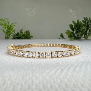 3.8 MM Tennis Bracelet, 9.80 TCW Round Brilliant Cut Moissanite, Wedding Bracelet, Anniversary Gift, Handmade Beautiful Gift For Valentine