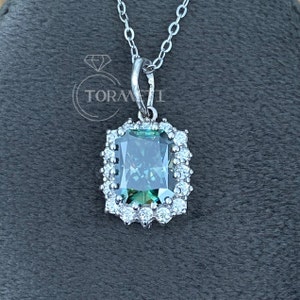 2.38 CT Radiant Cut Cyan Blue Moissanite Pendant, Wedding Set, Anniversary Gift for Her, Love and Friendship Pendant, Gift For Valentine Day