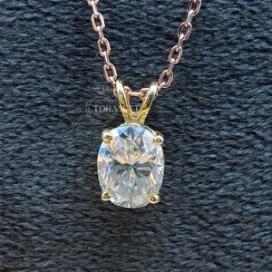 2.05ct Oval Brilliant Cut Colorless Moissanite Pendant, Wedding Pendant, Charm Pendant in 10k/14k/18k Rose Gold, Anniversary Gifts,Valentine