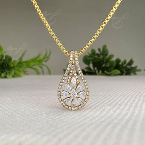 Diamond Necklace 14k Yellow Gold / Delicate Solitaire Necklace / Dainty Diamond Pendant / Gold Diamond Pendant / Floating Diamond Valentine