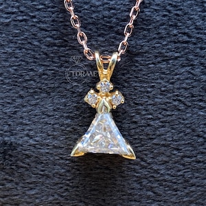 Antique 1.10 CT Trilliant Cut Colorless Moissanite Pendant, Bezel Set Pendant, Charm Pendant/Wedding Pendant/Anniversary Gift/ Valentine Day