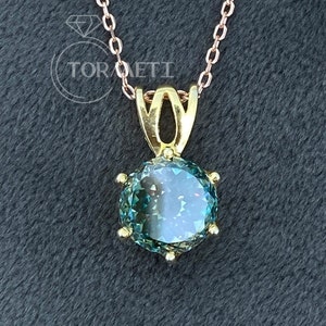 Cyan Blue Pourtuguese Cut Moissanite Pendant | 2.38 CT Pourtuguese Moissanite Pendant | Rose Gold Pendant | Bridal Set | Valentine Day Gift