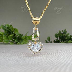 Heart Shape Cubic zirconia Diamond Pendant 1.32 TW Heart Cubic zirconia Pendant, Prong Set Wedding Pendant for Women, Gift For Valentine Day