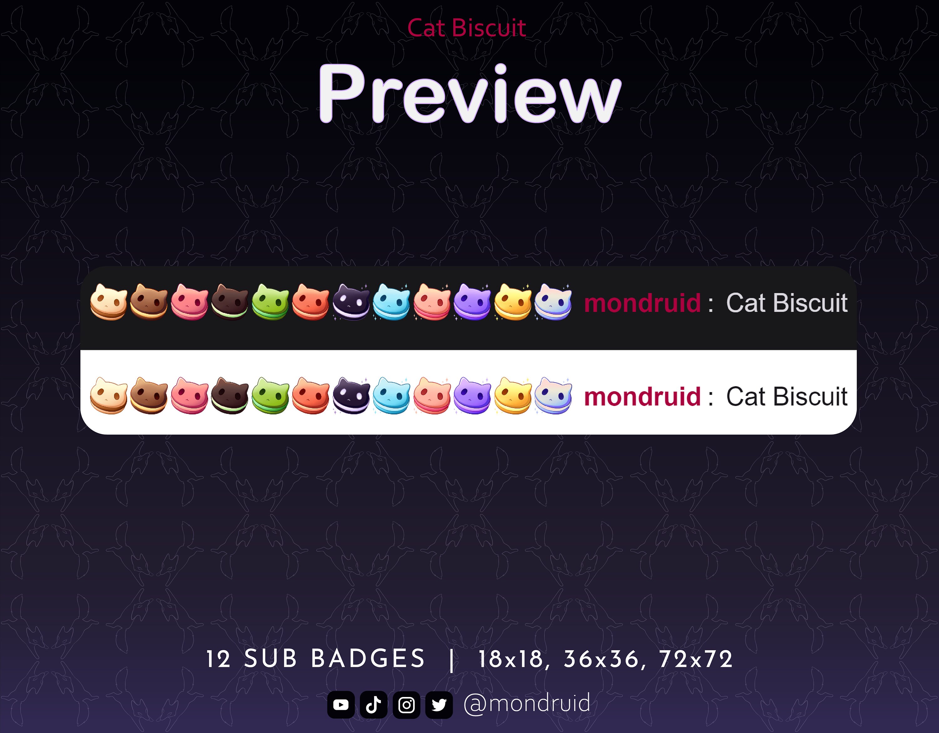 12 Sub & Bit Badges Cat Biscuits Twitch Youtube Discord Streamer ...