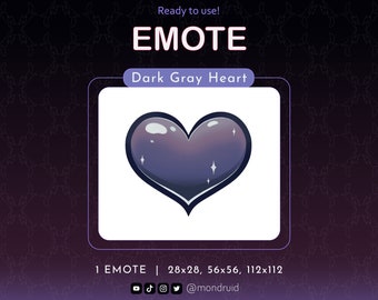 EMOTE | Dark Gray Heart | Twitch | Youtube | Discord | Streamer Resources | Streaming | Goth Heart | Dark