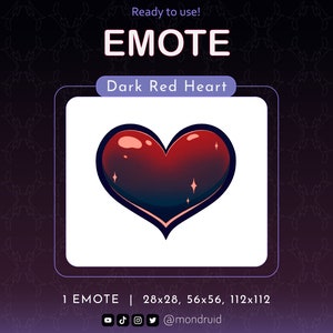 EMOTE | Dark Red Heart | Twitch | Youtube | Discord | Streamer Resources | Streaming | Goth Heart | Alternative Heart Emote