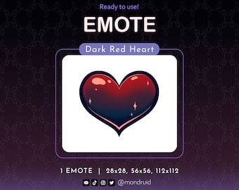 EMOTE | Dark Red Heart | Twitch | Youtube | Discord | Streamer Resources | Streaming | Goth Heart | Alternative Heart Emote