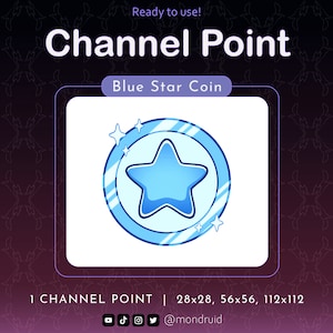 CHANNEL POINT | Moneda de Estrella Azul | Emote | Twitch | Youtube | Discord | Recursos Streamer | Cute Kawaii