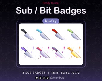 Sub & Bit Badges | Knifey | Twitch | Youtube | Discord | Streamer Resources | Cool Blade | 8