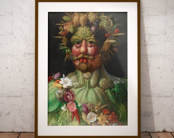 Printable Vintage Painting "Vertumnus" by Giuseppe Arcimboldo, Digital File Download for Home Decoration, Fruits Vegetables and Flowers Art