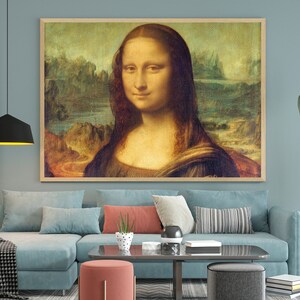Horizontal Vintage Painting mona Lisa by Leonardo - Etsy