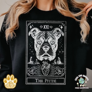 The Pitty Tarot Sweatshirt for Pitbull Lovers, Dog Tarot Card T-Shirt, Gift for Pit Bull Owner, Pittie Mom Sweater, Pitty Dad Shirt, Witchy