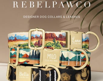 Western Cowoby Dog Collar, Cowgirl Dog Collar, Custom Engraved Dog Collar, Cowboy Hat Dog Collar and Leash Set, Sheriff Dog Collar HC18