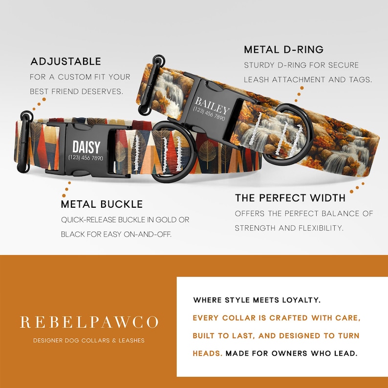 Outdoor Dog Collar, Nature Dog Collar, Personalized Dog Collar With ...