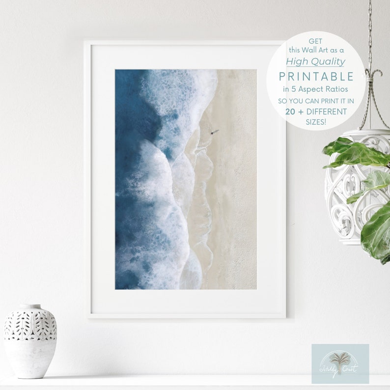 Ocean Printed Aerial Ocean Print, Large Printable Aerial Waves Print, Downloadable ...