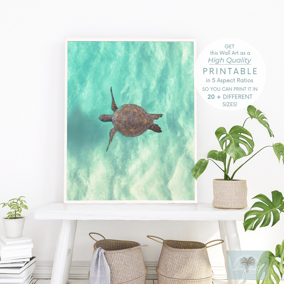 Sea Turtle Wall Art Printable, Turtle Wall Art Print Downloadable ...