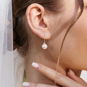 Natural Freshwater Pearl Earrings, High Heels Diamond Earrings, Sterling Silver Jewelry, Gift for Her, Wedding Earrings, Bridesmaid Gift