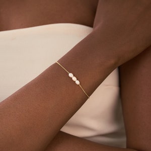 Bracelet de perles d'eau douce naturelles, délicat bracelet de vraies perles, bracelet de mariée, bracelet de perles naturelles pour mariage, beau cadeau, cadeau pour elle image 2