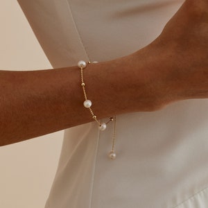 Echte natürliche Süßwasserperle Armband, zierliches 14k Gold Armband, Perle Perlen Armband, einfaches Armband, Brautjungfer Geschenk, Muttertagsgeschenk