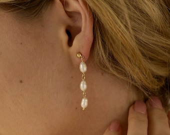 Pearl Drop Earrings, Baroque Pearl Earrings, Bridesmaid Earrings, Wedding Earrings, Bridal Jewelry, Gift for Mom, Gift for Her, For Sister