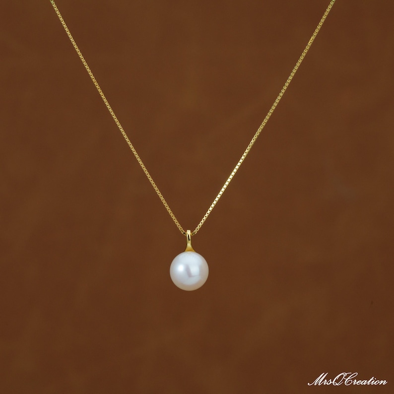 925 Sterling Zilver minimalistische parelketting, sierlijke parelketting, eenvoudige parelketting, gouden ketting, bruidsmeisje cadeau, Valentijnsdag geschenk afbeelding 1