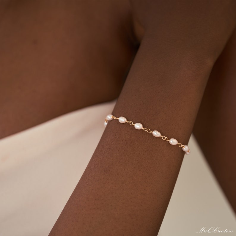 Dainty Real Pearl Bracelet, Multiple Pearl Bracelet for Women, Wedding Bracelet, Bridal Bracelet, Bridesmaid Gift, Valentine's Gift image 4
