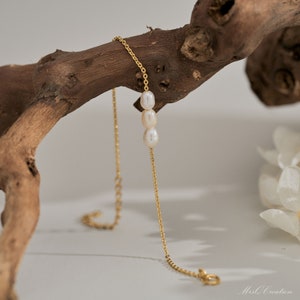 Pulsera de perlas naturales de agua dulce, pulsera de perlas reales delicadas, pulsera de novia, pulsera de perlas naturales para boda, regalo encantador, regalo para ella imagen 4