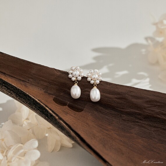 Boucles D'oreilles Avec Perles - Paire Vintage - État Occasion - Bijoux Femme