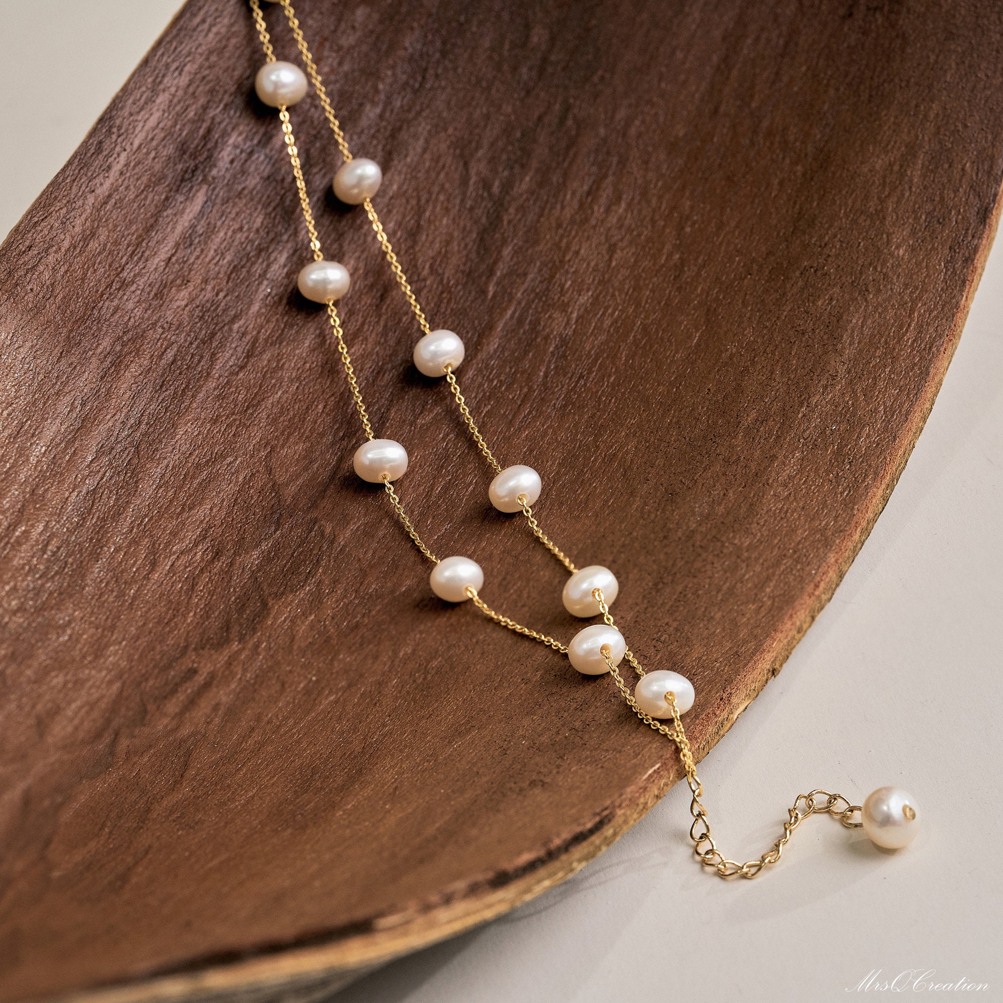 Bracciale Vintage A Strati Con Perle E Catena Dorata – Bracciale A Filo Doppio Strato – Gioiello Donna - 5