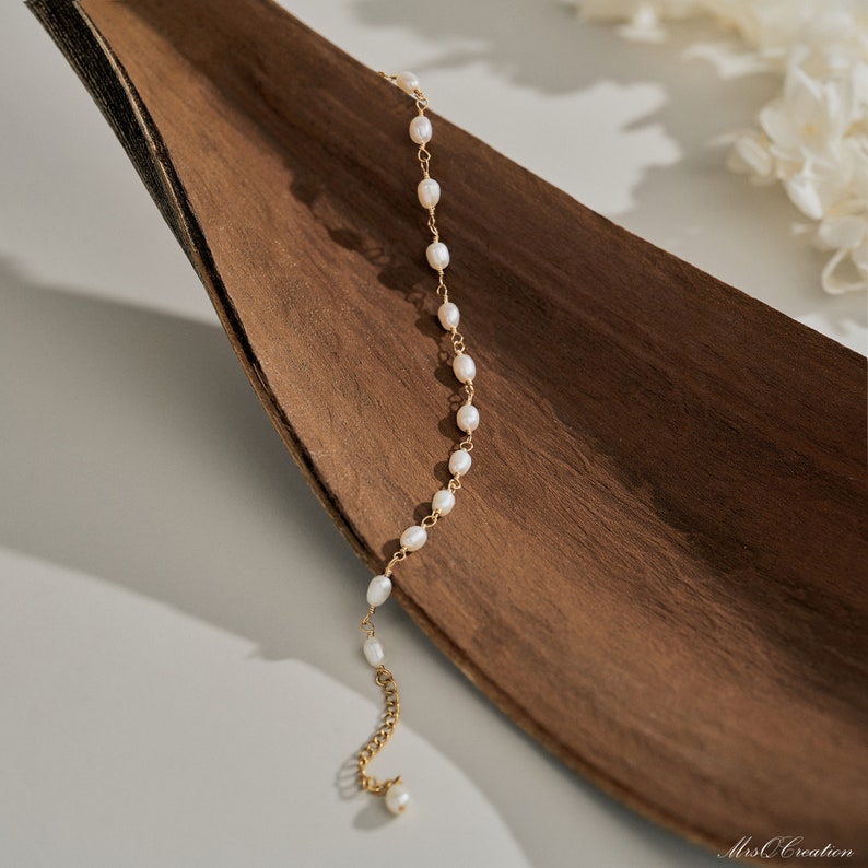 Dainty Real Pearl Bracelet, Multiple Pearl Bracelet for Women, Wedding Bracelet, Bridal Bracelet, Bridesmaid Gift, Valentine's Gift image 3