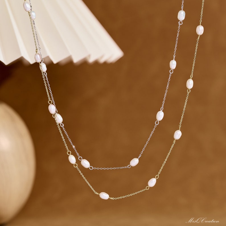 Collier de perles multiples, tour de cou de perles délicates, collier de mariée, cadeau de demoiselle dhonneur, collier de mariage, cadeau danniversaire pour elle, cadeau de Noël image 6