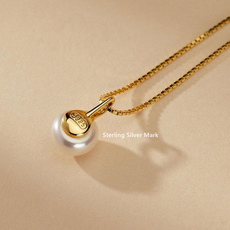 925 Sterling Zilver minimalistische parelketting, sierlijke parelketting, eenvoudige parelketting, gouden ketting, bruidsmeisje cadeau, Valentijnsdag geschenk afbeelding 6