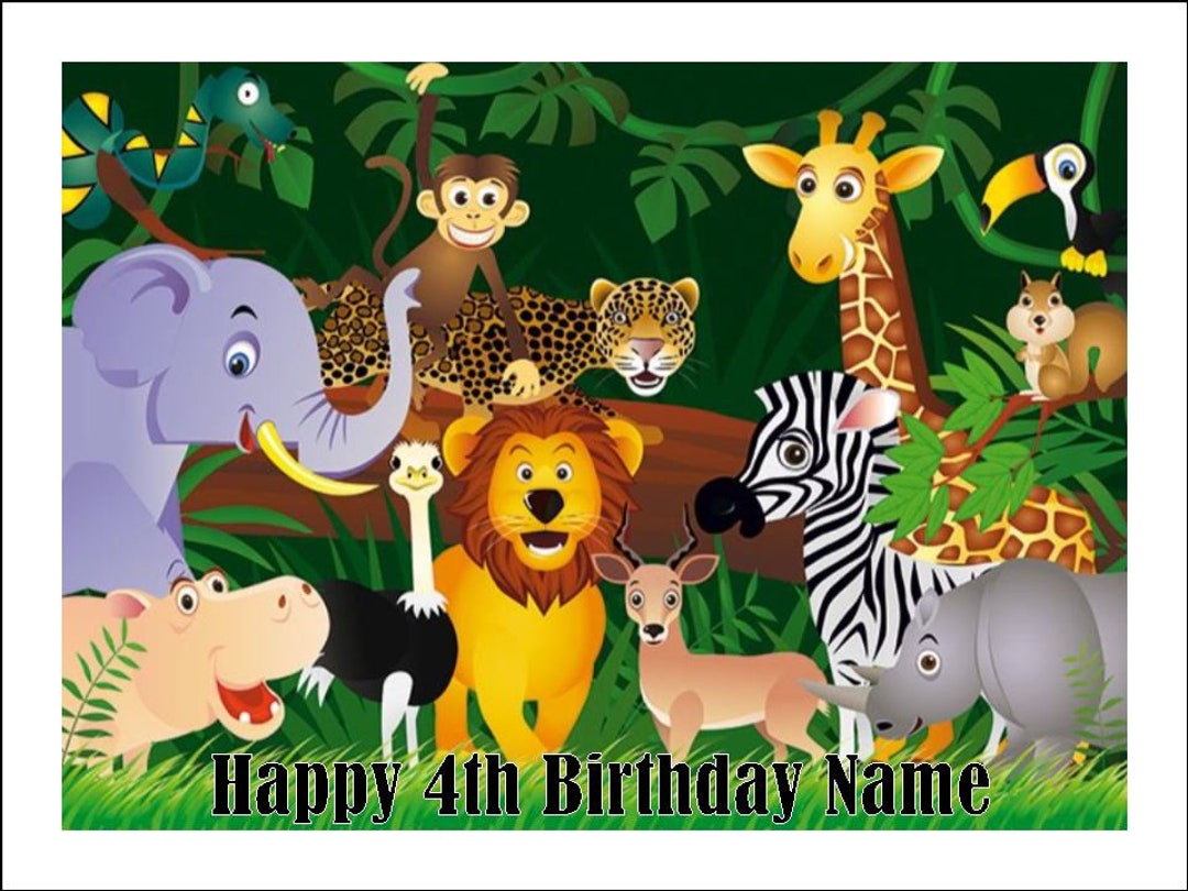 Jungle Animals Cake Toppers Edible Icing Birthday Cake Decorations 2 ...
