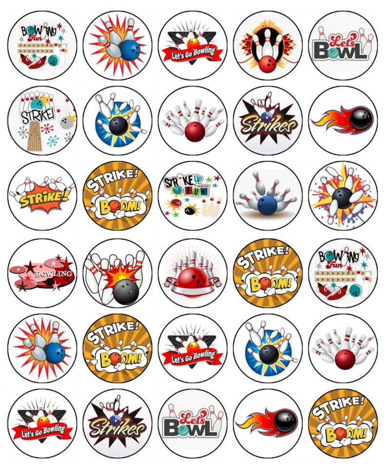 Ten Pin Bowling Cupcake Toppers Edible Wafer Birthday Cake Sports ...