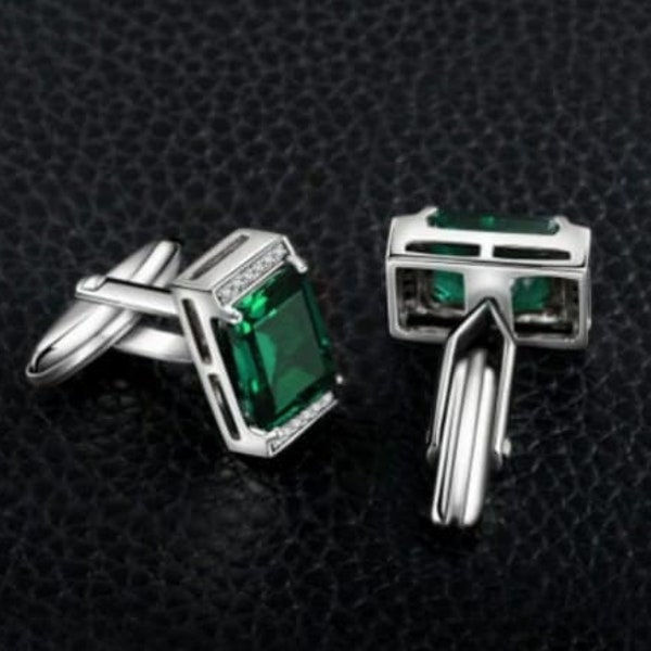 Emerald Gold Cufflinks Etsy