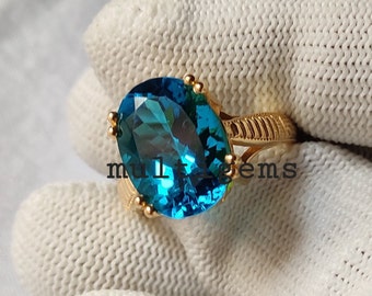 London Blue Topaz 14K Gold Ring For Women, 14K Gold Ring, Beautiful Women Gold Ring, Women Jewelry, Statement Ring