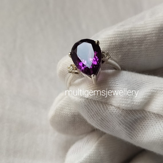 Genuine amethyst 925 sterling silver ring deals