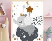 Nursery Printable Wall Art, Elephant Nursery Prints, Instant Download