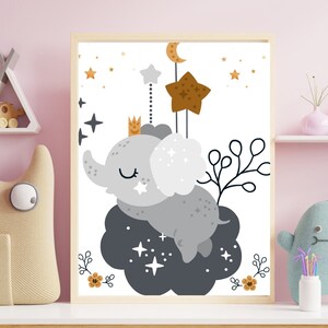 Nursery Printable Wall Art, Elephant Nursery Prints, Instant Download