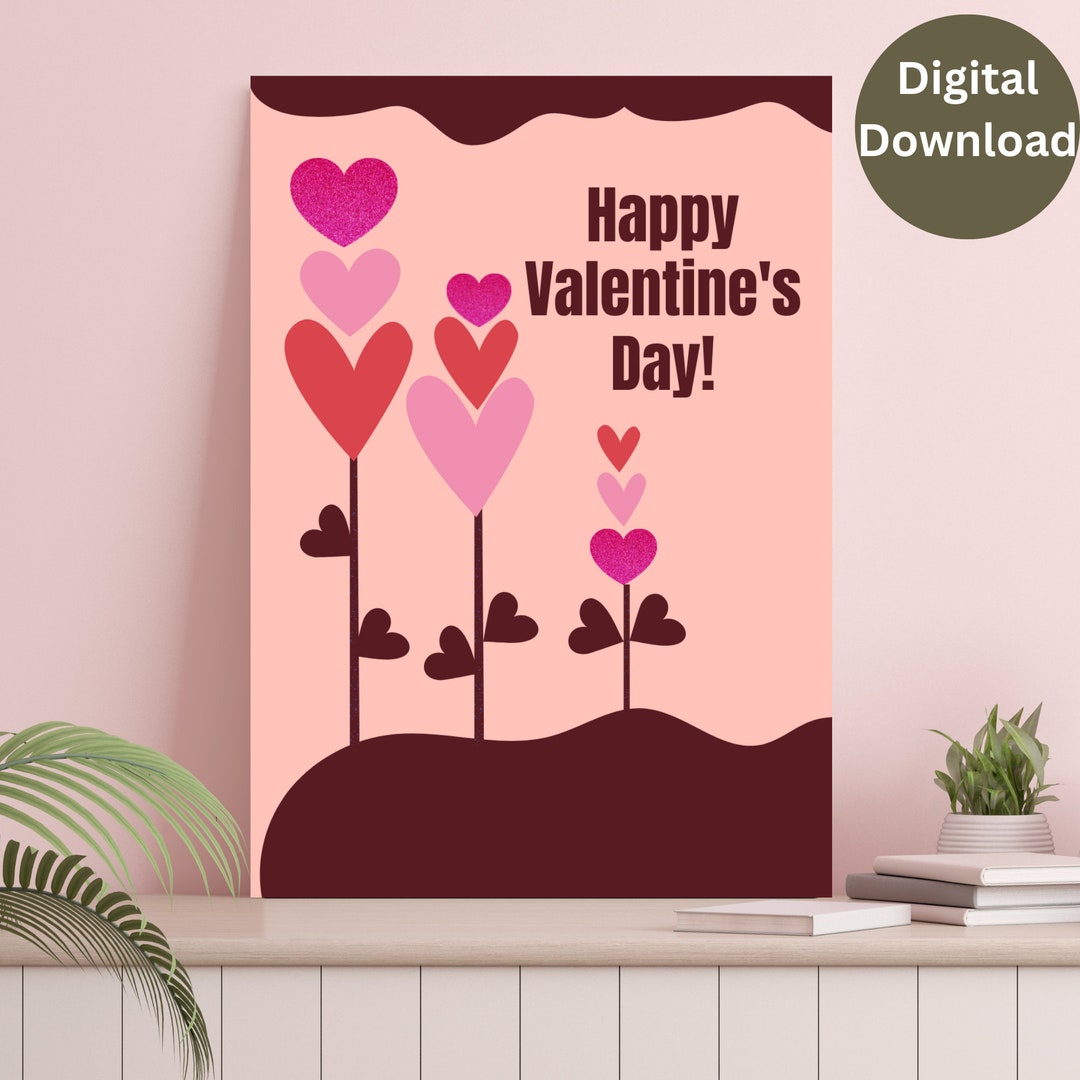 Happy Valentine's Day Printable Card / Instant Download PDF / Card ...