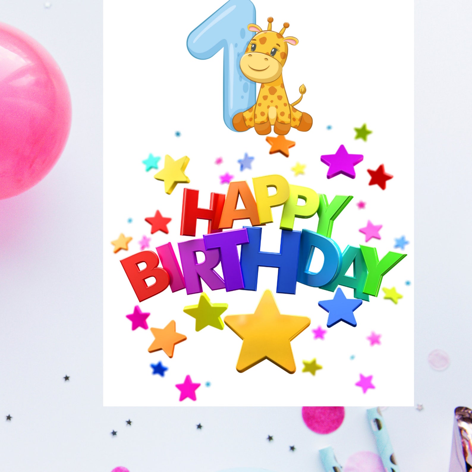 Printable First Birthday Card Download Printable 1st Birthday Etsy
