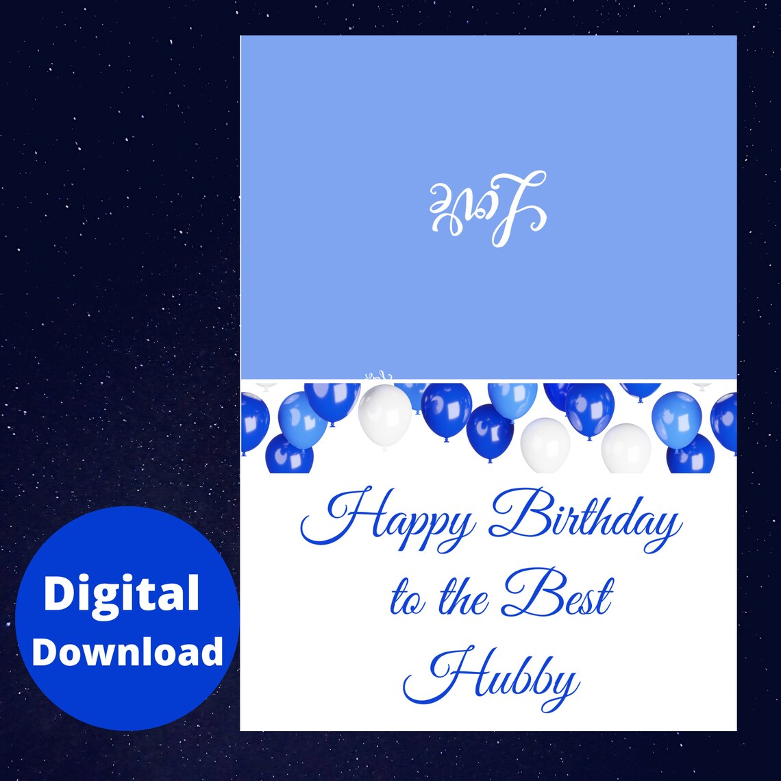 Birthday Card Husband PRINTABLE Card Happy Birthday Hubby INSTANT ...