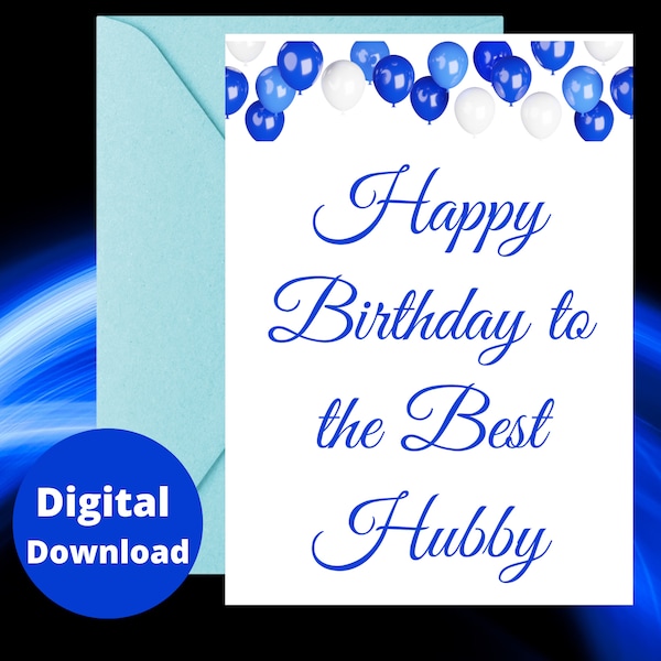 Birthday Card Husband PRINTABLE Card Happy Birthday Hubby INSTANT DOWNLOAD Husband Birthday Card