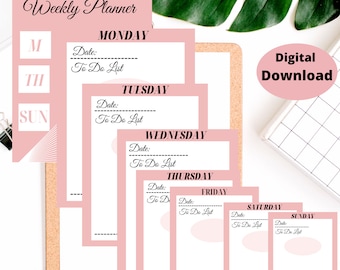 DAGELIJKSE PLANNER AFDRUKBAAR | Takenlijst | Afdrukbare productiviteitsdagplanner voor werk | Thuis | Pdf ons lettergrootte| A4| Directe download
