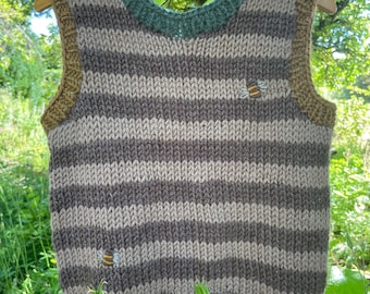 Gilet da bambino lavorato a mano in lana, taglia 98 | Gilet da neonato lavorato a maglia | Abbigliamento Waldorf | Completo boho per bambini | Regalo per bambini